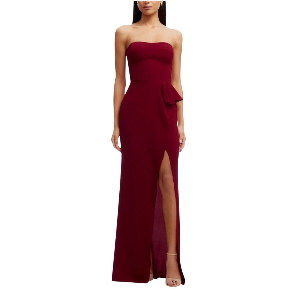 Dress the Population Kai Burgundy Evening Gown Strapless Column Dress Size Large